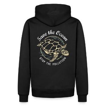 Speichern Sie den Ozean Stoppen Sie die Verschmutzung - Männer Premium Bio Hoodie - Schwarz - Hinten - Nico (187cm)