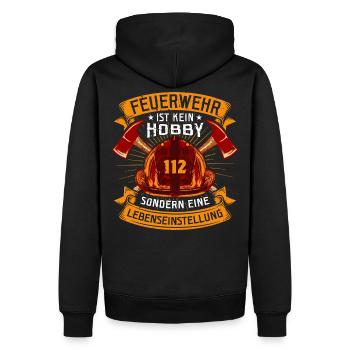 Feuerwehr - Kein Hobby sondern Lebenseinstellung - Männer Premium Bio Hoodie - Schwarz - Hinten - Nico (187cm)