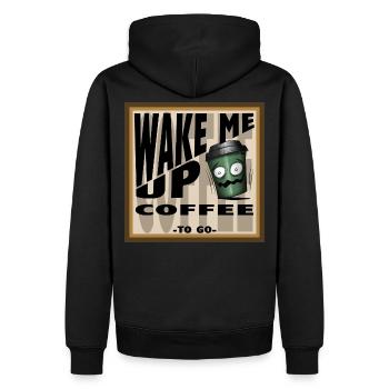 WAKE ME UP COFFEE - Männer Premium Bio Hoodie - Schwarz - Hinten - Nico (187cm)