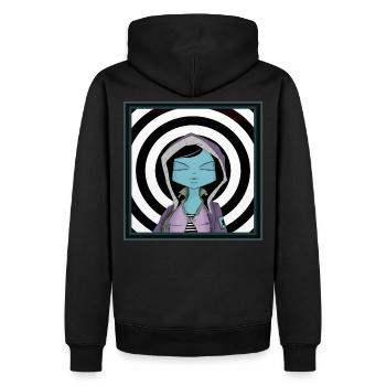 Mädchen TARGET - Männer Premium Bio Hoodie - Schwarz - Hinten - Nico (187cm)