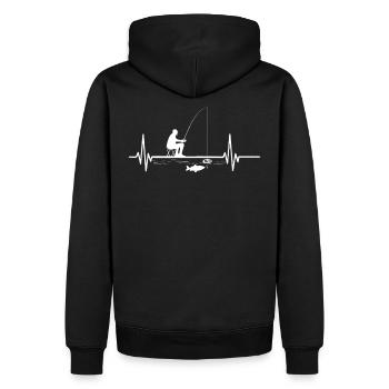 Pêche à la ligne Fischer - Heartbeat Angler EKG - Sweat à capuche Premium bio Homme - noir - Dos - Nico (187cm)