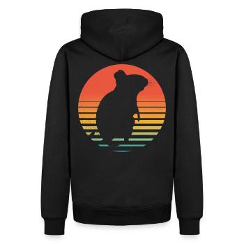 Degus | Funny Degu | Vintage Retro Sun - Men’s Premium Organic Hoodie - black - Back - Nico (187cm)