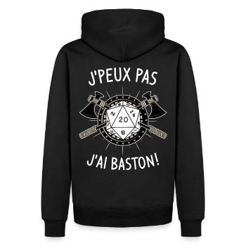 J'peux pas j'ai baston ! - Sweat à capuche Premium bio Homme - noir - Dos - Nico (187cm)
