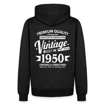 VINTAGE BUILT IN 1950 COOL 71.GEBURTSTAG GESCHENK - Männer Premium Bio Hoodie - Schwarz - Hinten - Nico (187cm)