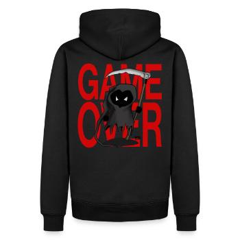 GAME OVER - Men’s Premium Organic Hoodie - black - Back - Nico (187cm)