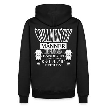 Grillen, Männer, Barbecue, Schürze, Grillmeister - Männer Premium Bio Hoodie - Schwarz - Hinten - Nico (187cm)