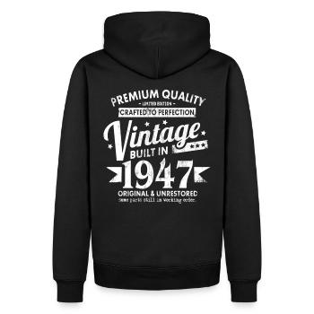 VINTAGE BUILT IN 1947 COOL 75. GEBURTSTAG GESCHENK - Männer Premium Bio Hoodie - Schwarz - Hinten - Nico (187cm)