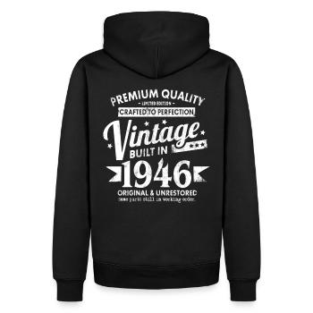 VINTAGE BUILT IN 1946 COOL 75. GEBURTSTAG GESCHENK - Männer Premium Bio Hoodie - Schwarz - Hinten - Nico (187cm)