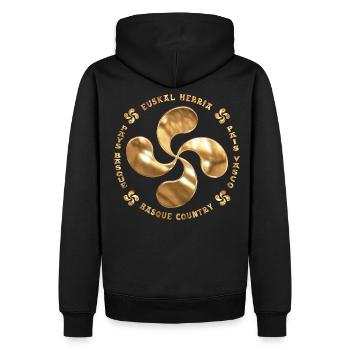 Schmuck aus dem Baskenland, Baskenkreuz - Männer Premium Bio Hoodie - Schwarz - Hinten - Nico (187cm)