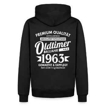 OLDTIMER 1963 LUSTIG 60 JAHRE GEBURTSTAG GESCHENK - Männer Premium Bio Hoodie - Schwarz - Hinten - Nico (187cm)