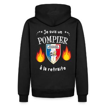 T-shirt je suis pompier a la retraite cadeau - Sweat à capuche Premium bio Homme - noir - Dos - Nico (187cm)
