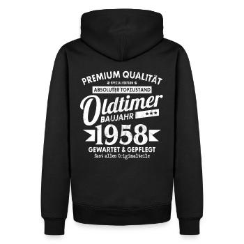 OLDTIMER 1958 LUSTIG 63 JAHRE GEBURTSTAG GESCHENK - Männer Premium Bio Hoodie - Schwarz - Hinten - Nico (187cm)