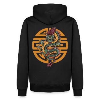 Drache Japan Style Zeichen - Männer Premium Bio Hoodie - Schwarz - Hinten - Nico (187cm)