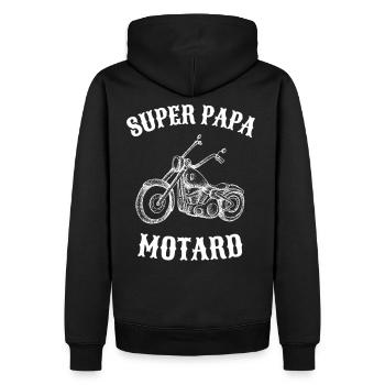 Super Papa Biker-Geschenk Vatertag - Männer Premium Bio Hoodie - Schwarz - Hinten - Nico (187cm)