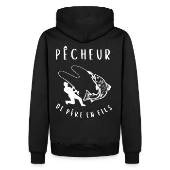 Pêcheur de père en fils cadeau - Sweat à capuche Premium bio Homme - noir - Dos - Nico (187cm)