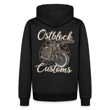 Ostblock Custom KR 51 Schwalbe Vintage Retro - Männer Premium Bio Hoodie - Schwarz - Hinten - Nico (187cm)
