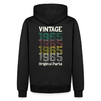 Vintage 1965 Original Parts. 65 Birthday Retro - Men’s Premium Organic Hoodie - black - Back - Nico (187cm)