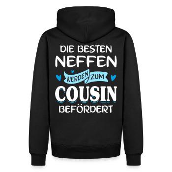 Die besten Neffen werden zum Cousin befördert - Männer Premium Bio Hoodie - Schwarz - Hinten - Nico (187cm)