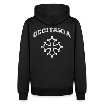 Kreuz Okzitanisch, Vintage - Männer Premium Bio Hoodie - Schwarz - Hinten - Nico (187cm)