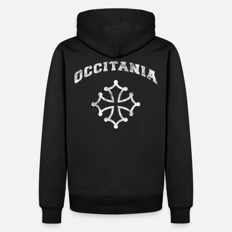 Croix Occitane, Vintage - Sweat à capuche Premium bio Homme - noir