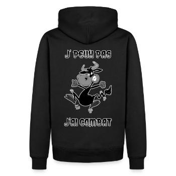 Vaches d'hérens eringer, Je peux pas j'ai combat - Sweat à capuche Premium bio Homme - noir - Dos - Nico (187cm)