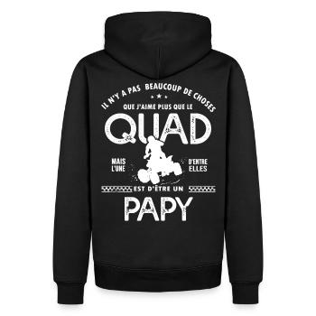 papy aime quad cadeau humour moto papi quad - Sweat à capuche Premium bio Homme - noir - Dos - Nico (187cm)