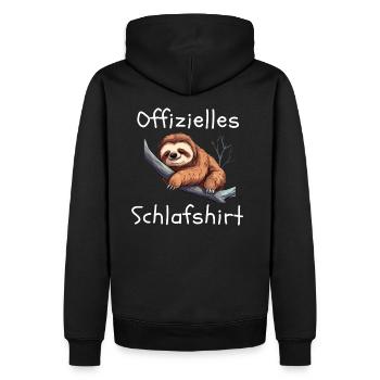 Offizielles Schlafshirt mit süßem Faultier - Männer Premium Bio Hoodie - Schwarz - Hinten - Nico (187cm)
