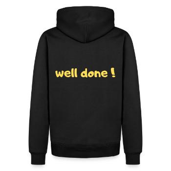 wel done - Sweat à capuche Premium bio Homme - noir - Dos - Nico (187cm)