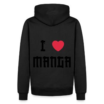 Ich liebe Manga-Maske - Männer Premium Bio Hoodie - Schwarz - Hinten - Nico (187cm)