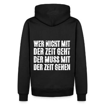 Wer Nicht Mit Der Zeit Geht - Männer Premium Bio Hoodie - Schwarz - Hinten - Nico (187cm)