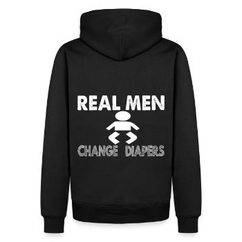 Echte Männer wechseln Windeln - Männer Premium Bio Hoodie - Schwarz - Hinten - Nico (187cm)
