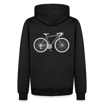 Fahrrad, weiss - Männer Premium Bio Hoodie - Schwarz - Hinten - Nico (187cm)