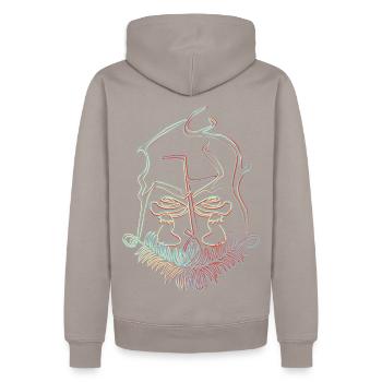 Illusion de champignon - Sweat à capuche Premium bio Homme - taupe - Dos - Nico (187cm)