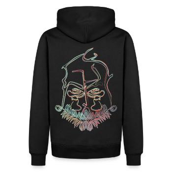 Mushroom illusion - Men’s Premium Organic Hoodie - black - Back - Nico (187cm)