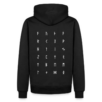 Elder Futhark Runes (Reverse) - Men’s Premium Organic Hoodie - black - Back - Nico (187cm)