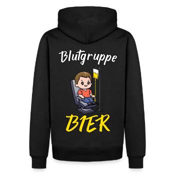 Blutgruppe Bier - Männer Premium Bio Hoodie - Schwarz - Hinten - Nico (187cm)