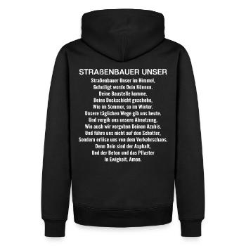 Straßenbauer Unser Straßenbau Asphaltbauer - Männer Premium Bio Hoodie - Schwarz - Hinten - Nico (187cm)