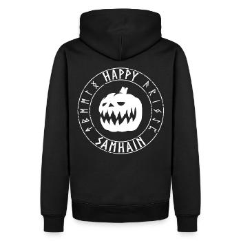 Joyeux Samhain - Sweat à capuche Premium bio Homme - noir - Dos - Nico (187cm)
