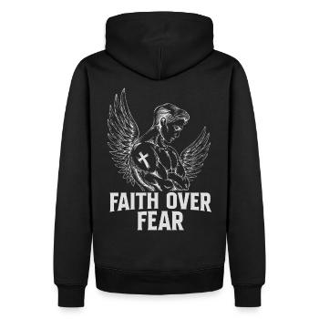 Faith Over Fear - Männer Premium Bio Hoodie - Schwarz - Hinten - Nico (187cm)