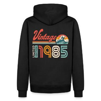 1985 Geburtstagsgeschenk Geboren 1985 - Männer Premium Bio Hoodie - Schwarz - Hinten - Nico (187cm)