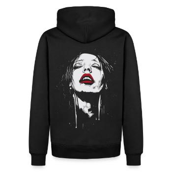 Gothic Pleasure Gesicht - Männer Premium Bio Hoodie - Schwarz - Hinten - Nico (187cm)