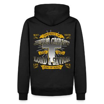 Propriété de Jésus-Christ - Christian Design - Sweat à capuche Premium bio Homme - noir - Dos - Nico (187cm)