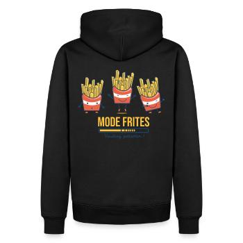 Mode frites Humour friterie baraque à frites - Sweat à capuche Premium bio Homme - noir - Dos - Nico (187cm)