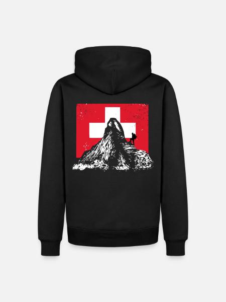 Hiking - Mountains - Switzerland - Men’s Premium Organic Hoodie - black