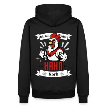 Hahn im Korb - Hühnerstall Huhn - Männer Premium Bio Hoodie - Schwarz - Hinten - Nico (187cm)