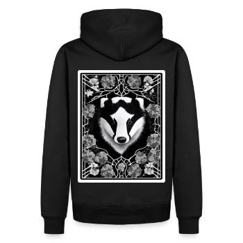 Badger in the flowers - Men’s Premium Organic Hoodie - black - Back - Nico (187cm)
