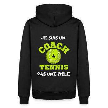 Je suis un coach tennis pas une cible cadeau - Sweat à capuche Premium bio Homme - noir - Dos - Nico (187cm)
