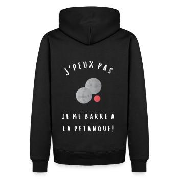 J peux pas je me barre a la pétanque cadeau - Sweat à capuche Premium bio Homme - noir - Dos - Nico (187cm)