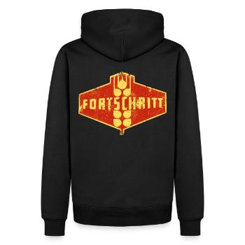 DDR Landmaschinen FORTSCHRITT - Männer Premium Bio Hoodie - Schwarz - Hinten - Nico (187cm)