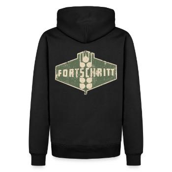 IFA FORTSCHRITT - Retro Logo Ostalgie LPG - Männer Premium Bio Hoodie - Schwarz - Hinten - Nico (187cm)